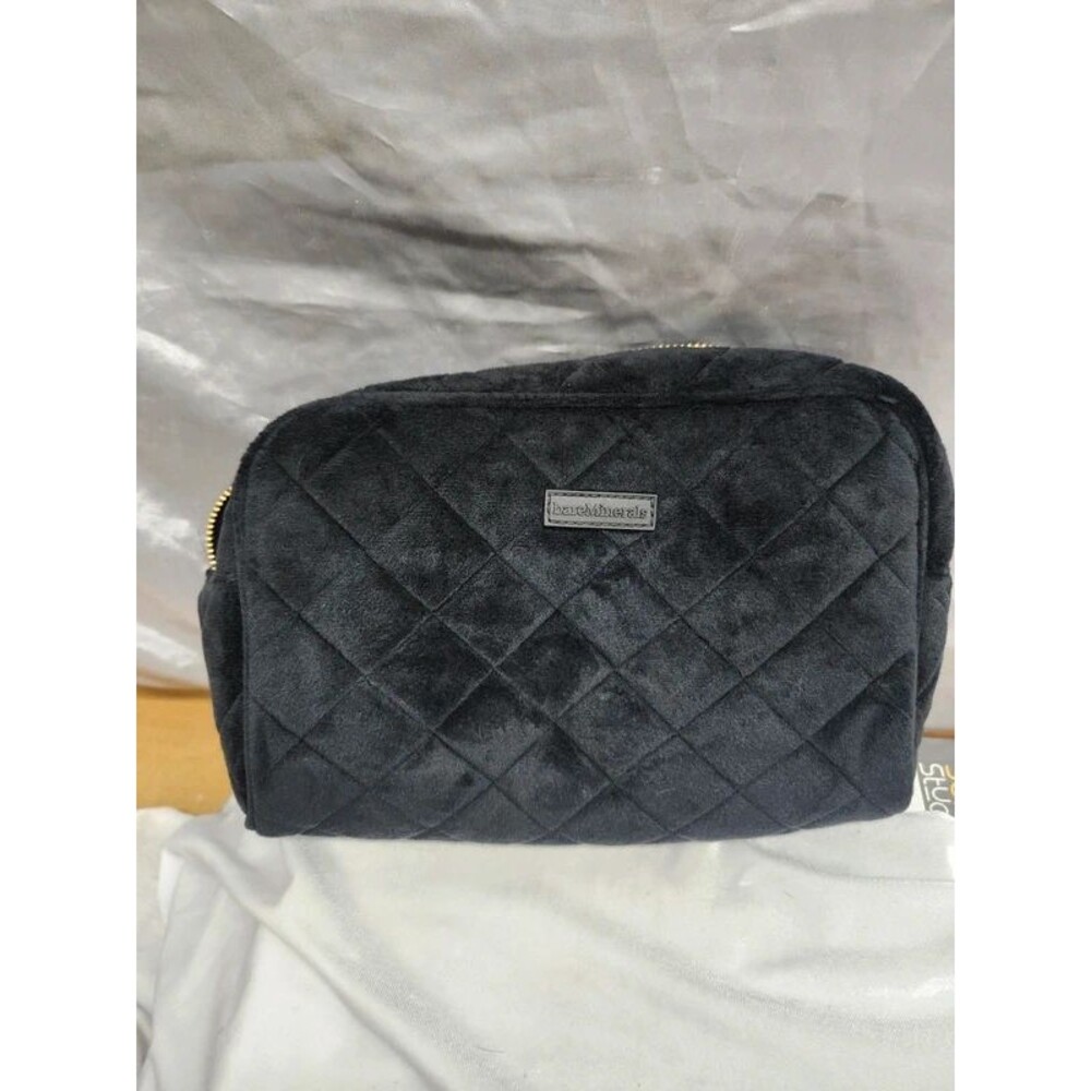 Bare minerals black quilted velvet makeup bag